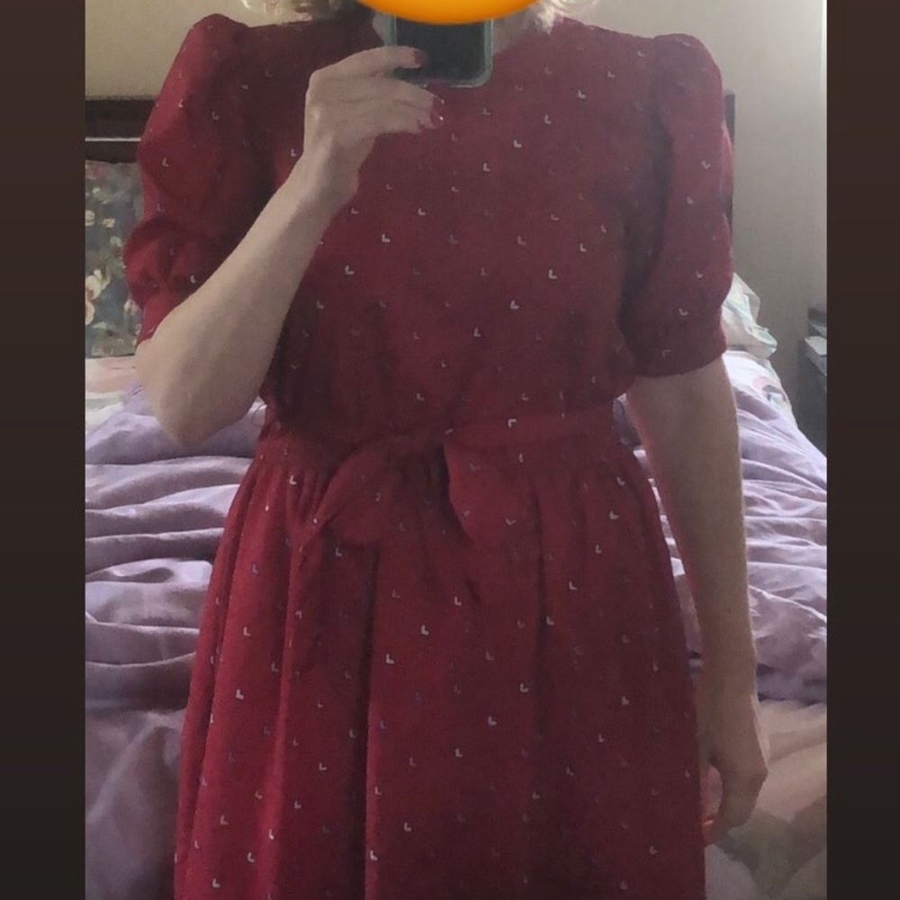 Vintage red dress w dots